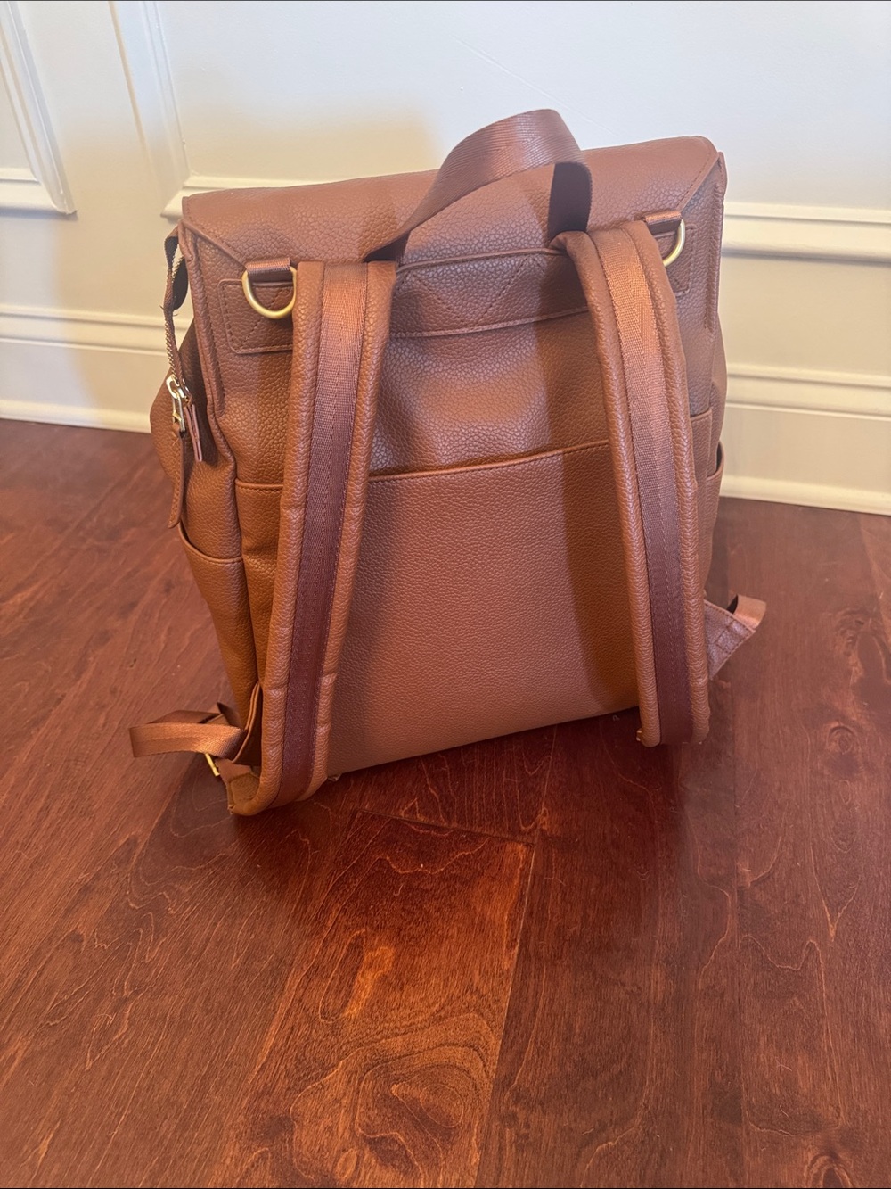 Freshly Picked Cognac Brown Leather Classic Backpack Diaper Bag - Picture 8 of 9